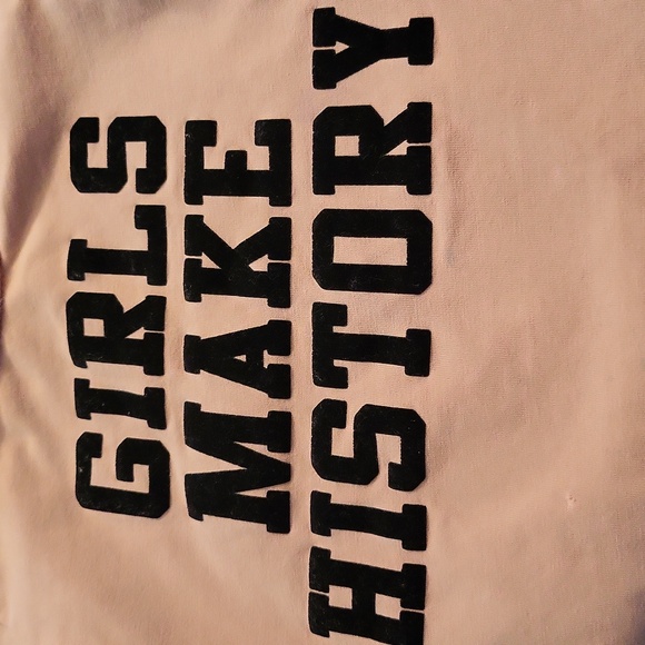 "Girls Make History" blush pink long sleeve top - Picture 3 of 7